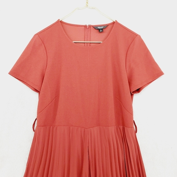 Simply Vera Rusted Orange Crewneck Short Sleeve maxi Pleated Dress P2763 - Picture 3 of 9